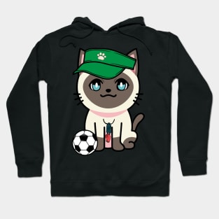 Funny siamese cat is a soccer coach Hoodie